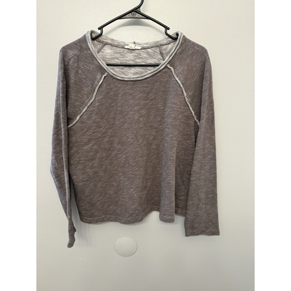 Eileen Fisher Womens Small Scoop Neck River Knit Crop Pullover Organic Cotton